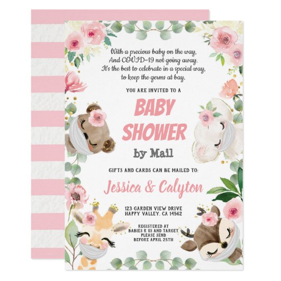 Baby Shower By Mail Woodland Animal Pink Rose Invitation