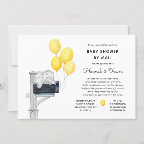 Baby Shower by Mail Yellow Balloons Invitation