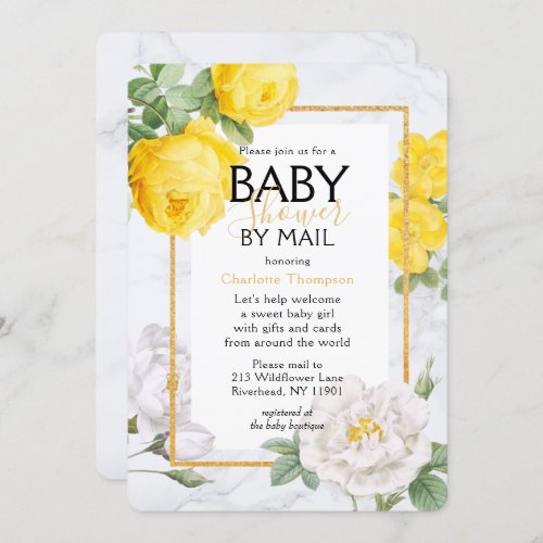Baby Shower By Mail Yellow Rose Floral Invitation