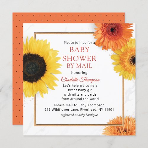 Baby Shower By Mail Yellow Sunflower Floral Invitation