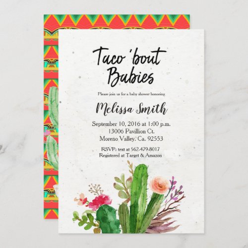 Baby Shower Cactus Invitation taco bout babies