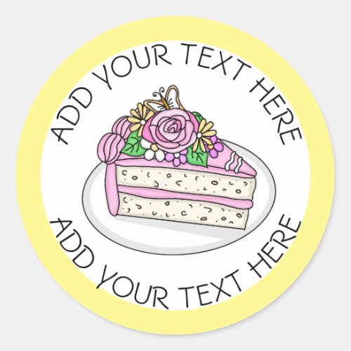 Baby Shower Cake topped with Roses and Flowers   Classic Round Sticker