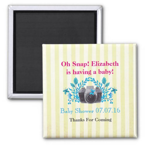 Baby Shower Camera With Blue Leaves And Butterfly Magnet
