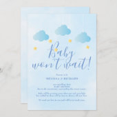 Baby Shower Cancellation Blue Shower by Mail Invitation (Front/Back)