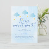Baby Shower Cancellation Blue Shower by Mail Invitation (Standing Front)