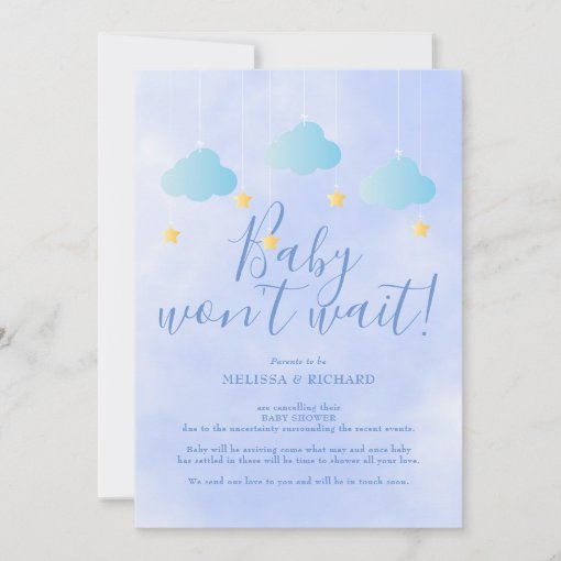 Baby Shower Cancellation Blue Shower by Mail Invitation Zazzle