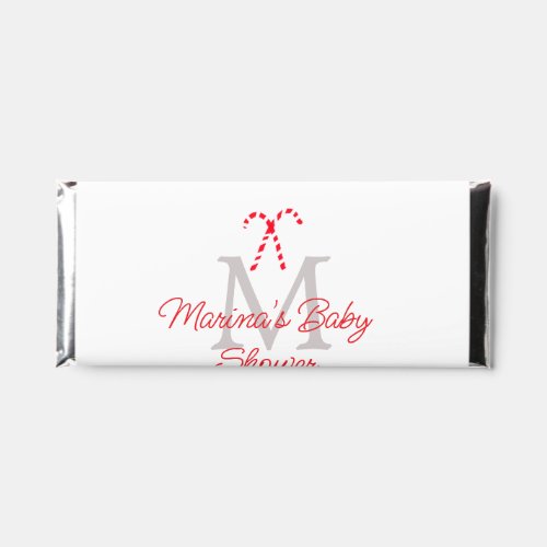 Baby shower candy cane Christmas holiday monogram 