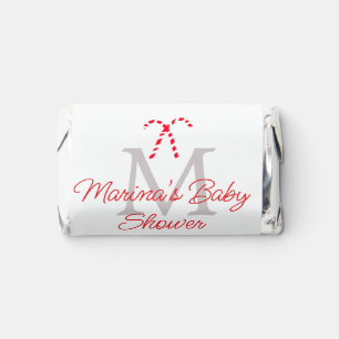 Baby shower candy cane Christmas holiday monogram Hershey's Miniatures