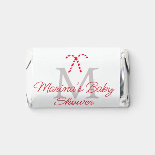 Baby shower candy cane Christmas holiday monogram 