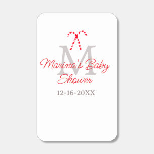 Baby shower candy cane Christmas holiday monogram  Matchboxes