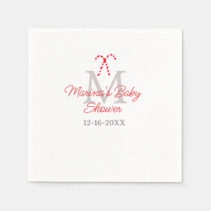 Baby shower candy cane Christmas holiday monogram  Napkins