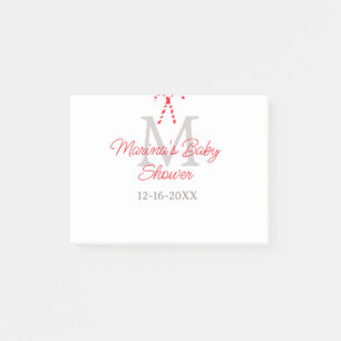Baby shower candy cane Christmas holiday monogram Post-it Notes