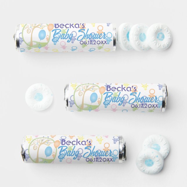 Baby Shower Candy Roll of Mints Paci Bunny (Assorted)