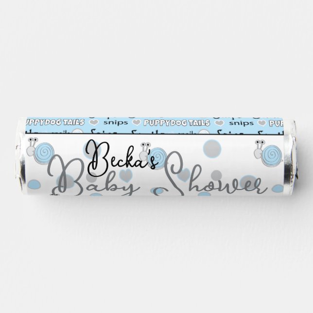Baby Shower Candy Roll of Mints Snips & Snails (Front)
