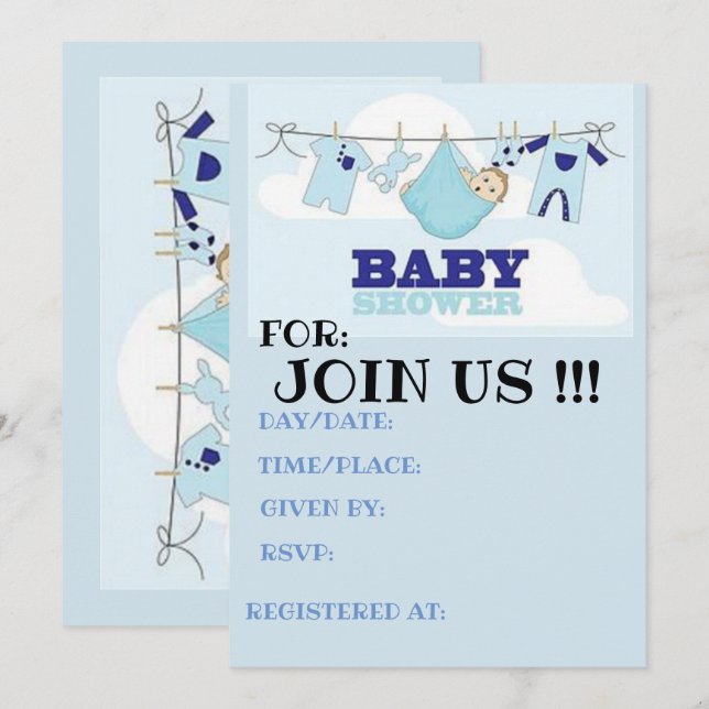 baby shower card  BLUE BOY (Front/Back)