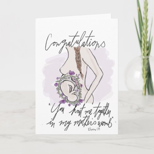 Baby shower card watercolor floralgreenery card