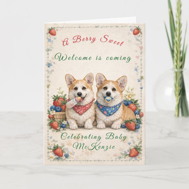 Baby Shower Card with Corgis (Front)