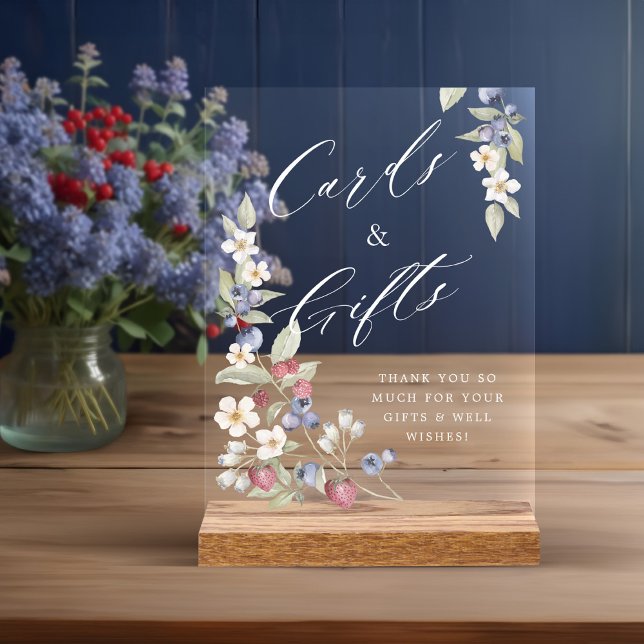 Baby Shower Cards & Gifts Wild Berries & Flowers Acrylic Sign (Baby Shower Cards & Gifts Wild Berries & Flowers Acrylic Sign)