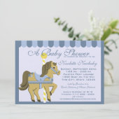 Baby Shower Carousel Blue Invitation (Standing Front)