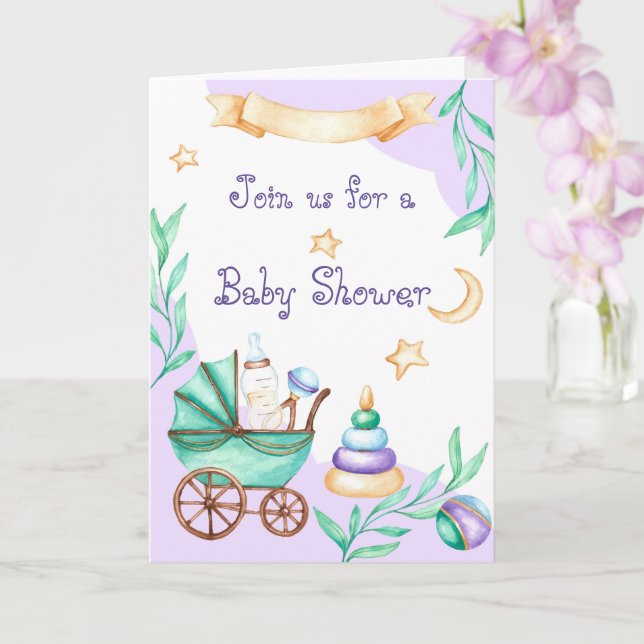 Baby Shower Carriage Invitations  (Orchid)