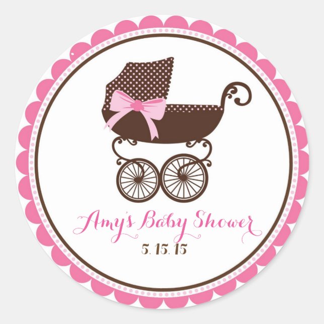 Baby Shower Carriage Stickers Favor (Front)