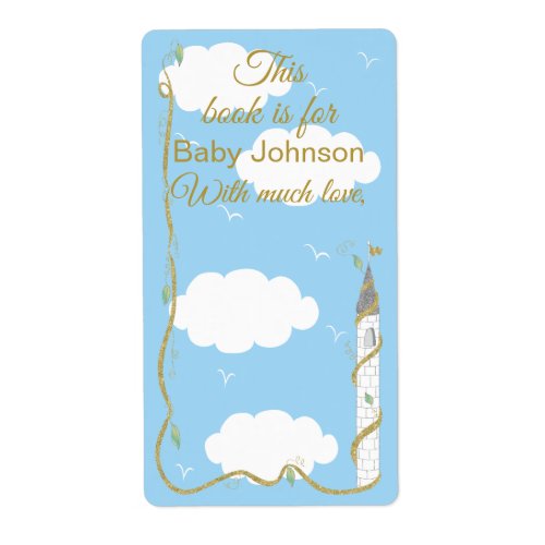 Baby Shower Castle GoldSil Bookplate Sheet of 8
