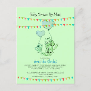Baby Shower Cat And Kitten Invitation By Mail Postcard