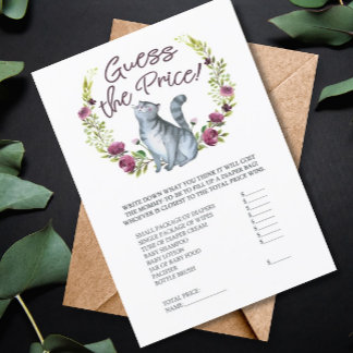Baby Shower Cat Theme Guess the Price Game Invitation