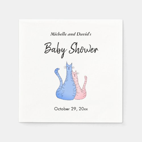 Baby Shower Cat Twins Blue Pink Napkins