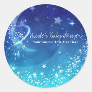 Baby Shower Celestial Moon Sparkle Sky Custom Classic Round Sticker