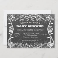 Baby Shower Chalkboard w/ Chalk Glitter Invitation