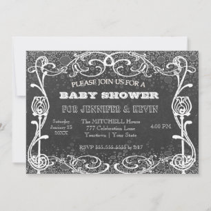 Baby Shower Chalkboard w/ Chalk Glitter Invitation