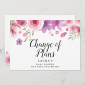 Baby Shower Change of Plans Watercolour Floral Save The Date (Front/Back)