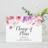 Baby Shower Change of Plans Watercolour Floral Save The Date (Standing Front)