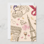 Baby Shower | Chic Whimsical Pink Paris & Bow Invitation (Back)