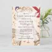Baby Shower | Chic Whimsical Pink Paris & Bow Invitation (Standing Front)