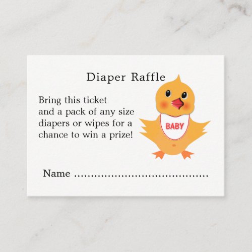 Baby Shower Chick Cute Diaper Raffle Enclosure Card