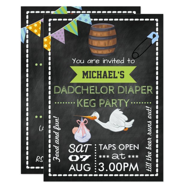 Baby Shower Christening Dadchelor Keg Party Chalk Invitation