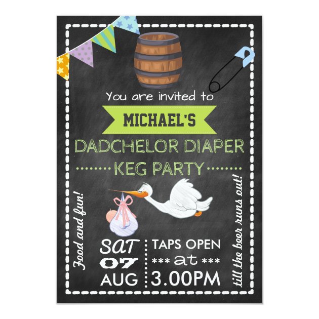 Baby Shower Christening Dadchelor Keg Party Chalk Invitation