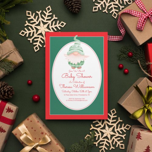 BABY SHOWER  Christmas Gnome Invitation