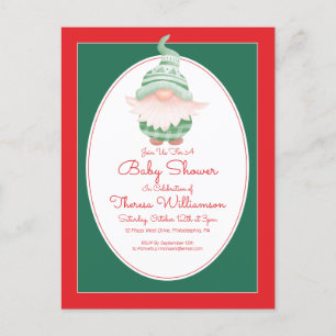 BABY SHOWER Christmas Gnome Invitation Postcard