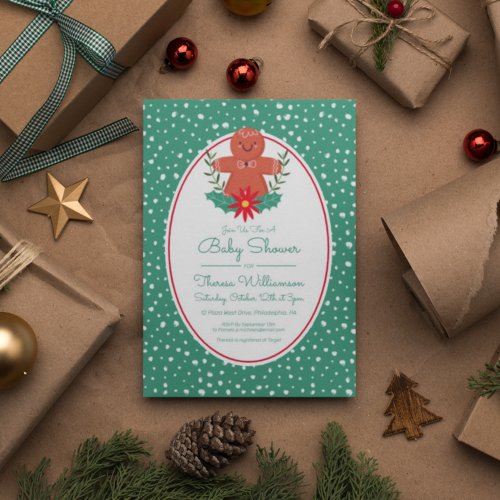 BABY SHOWER  Christmas Holiday Winter Gingerbread Invitation