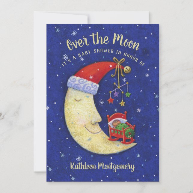 Baby Shower Christmas Over the Moon Invitation (Front)