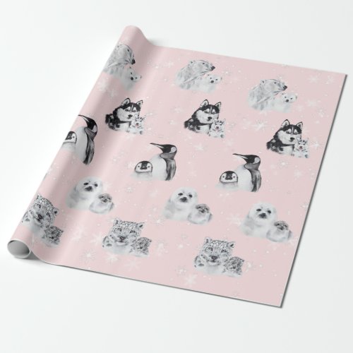 Baby Shower Christmas Winter Arctic Animals  Wrapp Wrapping Paper