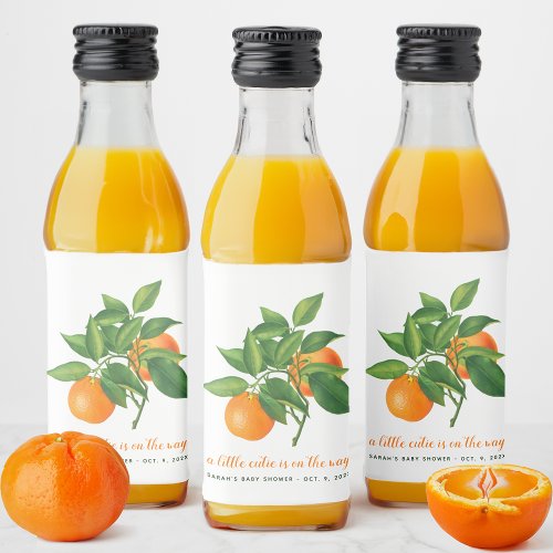 Baby Shower Citrus A Little Cutie Orange Script Liquor Bottle Label