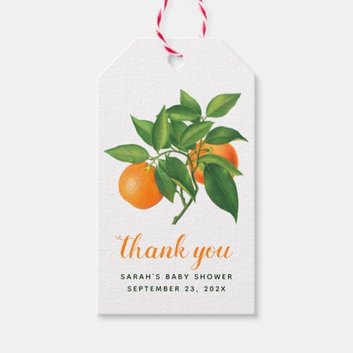 Baby Shower Citrus Orange Cutie Thank You Favor  Gift Tags