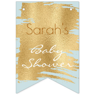 Baby Shower Classic Blue/Gold Swallowtail Banner