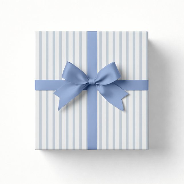 Baby shower classic blue /Off-white striped   Wrapping Paper (Creator Uploaded)