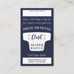 Baby Shower Cloth Diaper Raffle Tickets Navy Blue Enclosure Card