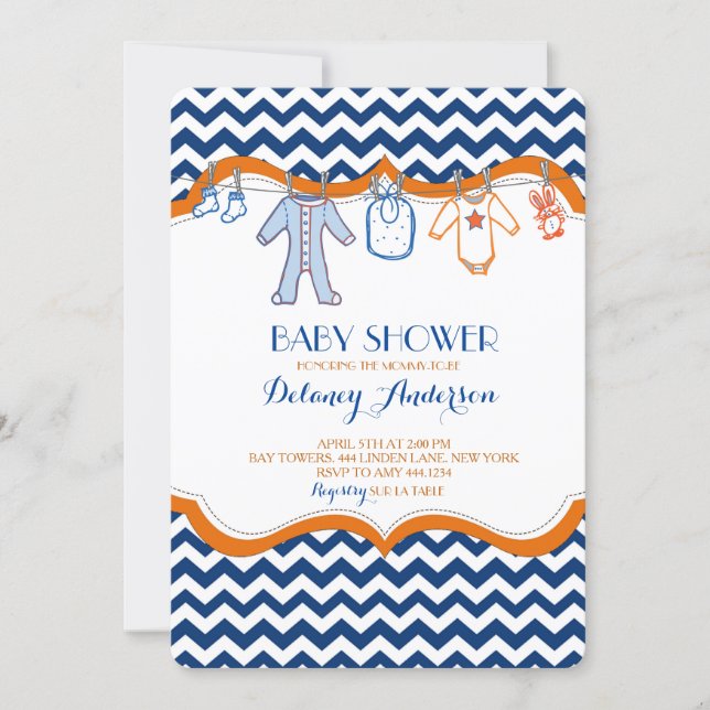 Baby Shower Clothesline Invitations (Front)